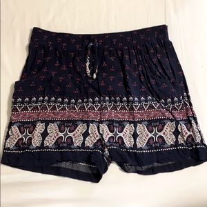 Navy Blue Printed Flowy Shorts